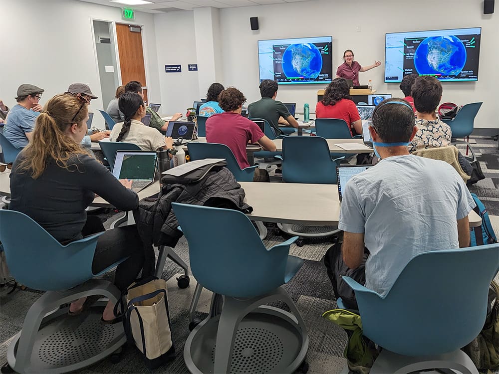 Maptime Davis presentation in a classroom